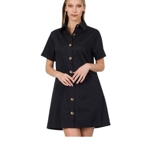 Classic button down mini shirt dress